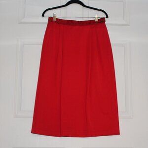 Vintage Gucci Red Suede Trimmed Waist Wrap Style Secretary Skirt Size 46 US M/L